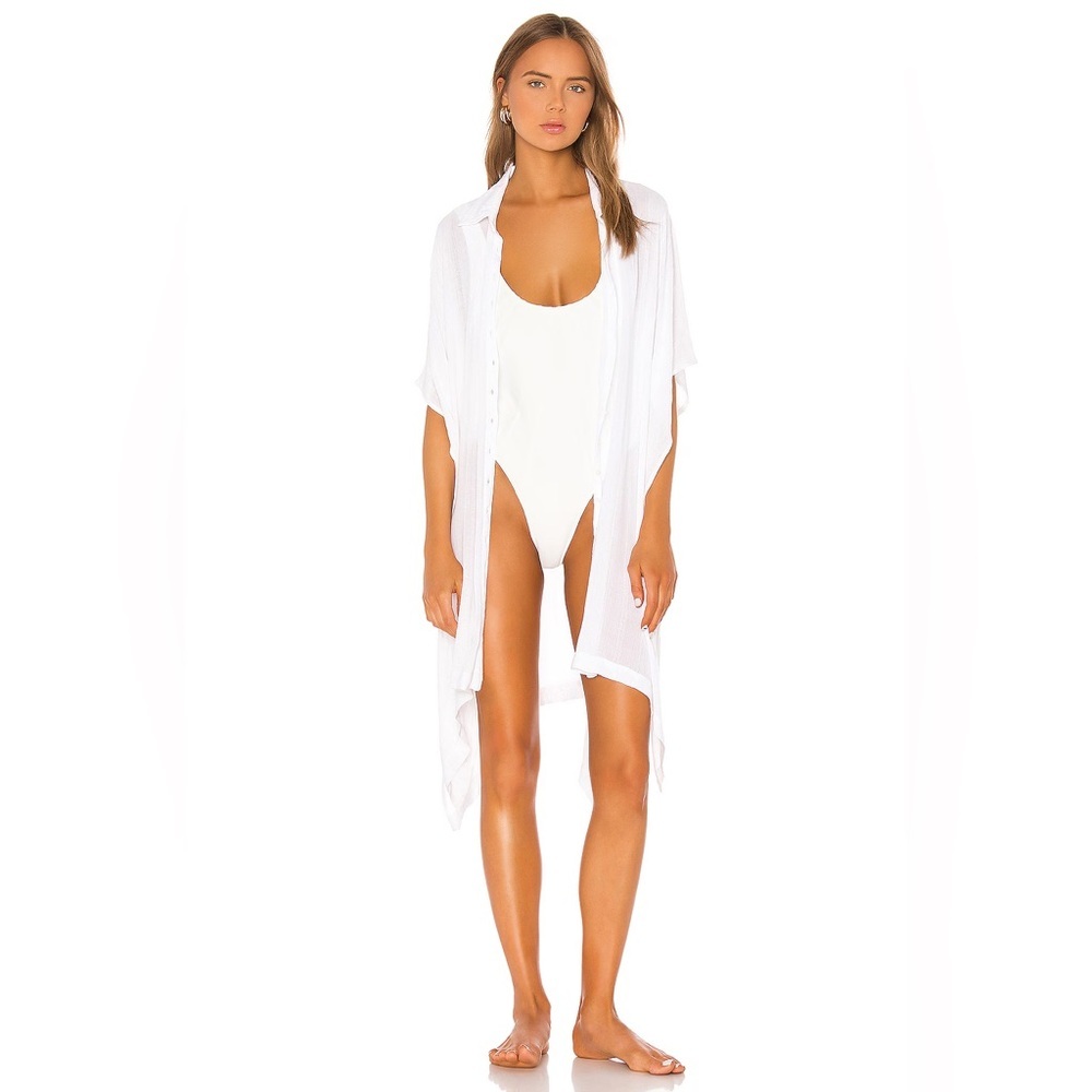 L*Space Women’s Anita Woven Tunic Cover Up in White Size M/L